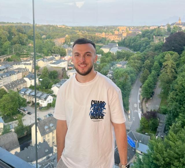 Student posing in Luxembourg