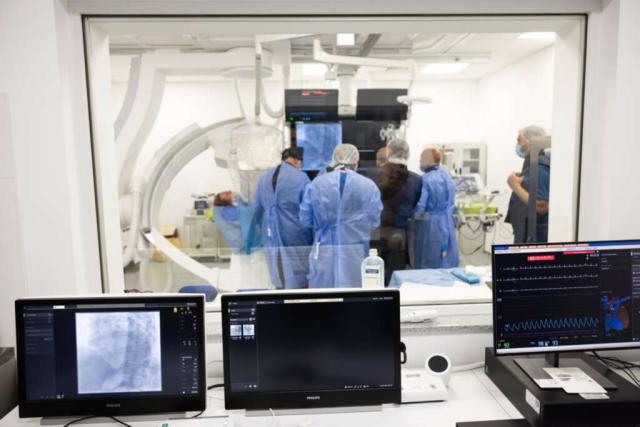 During the first intervention at the CathLab