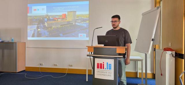 Student presenting at University
