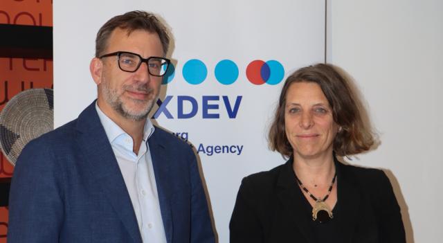 Portrait de Manuel TONNAR, directeur général de LuxDev, et Cassilde BRENIÈRE, directrice générale adjointe d’Expertise France