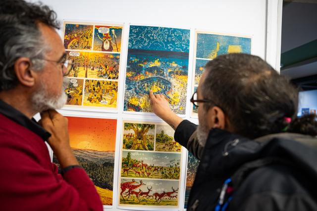 Artists and visitors at GRAN Fest exhibition