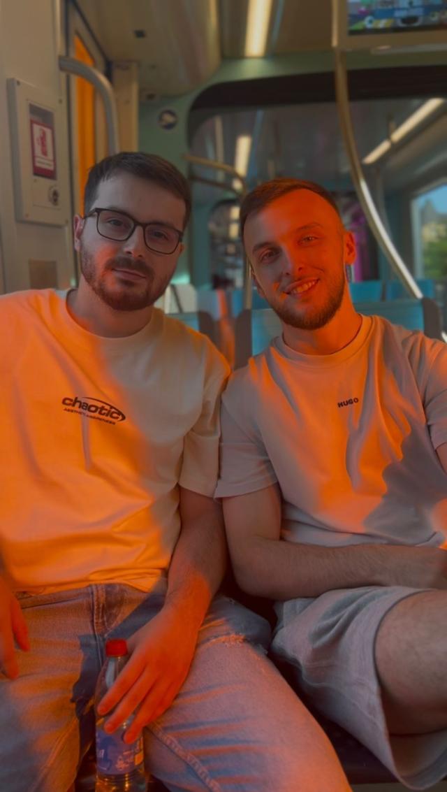 Youngsters sitting in train
