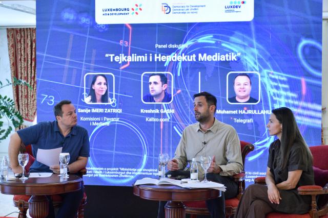 Panelists discussing during conference