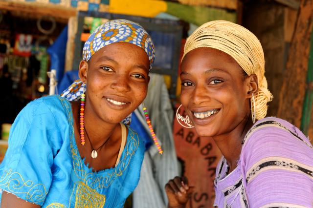 Two women smiling