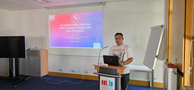 Student presenting at University